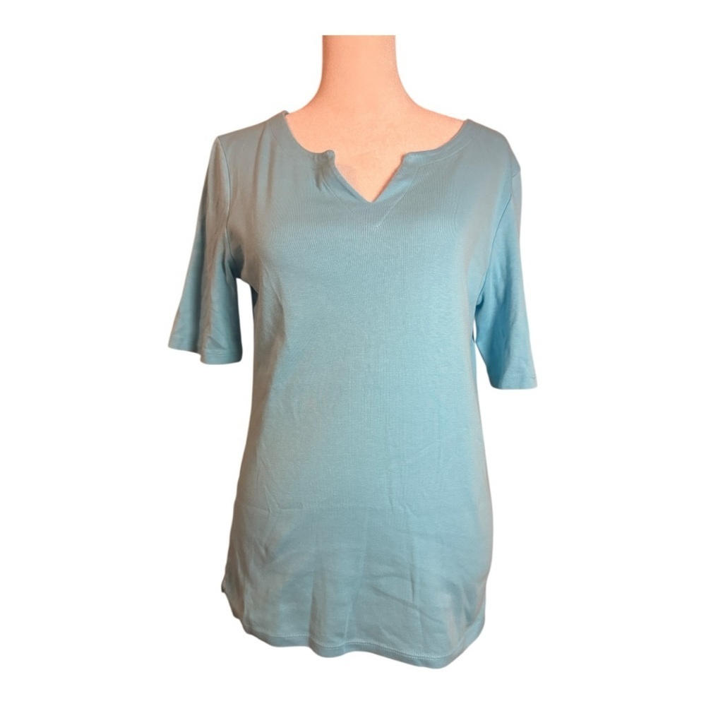 Talbots Classic Cotton Blend Top Aqua Turquoise Size Small